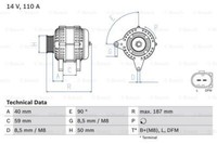 Bosch 0 986 046 070 Alternator For Audi Seat Skoda VW
