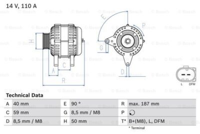 Bosch 0 986 046 070 Alternator for Audi Seat Skoda VW