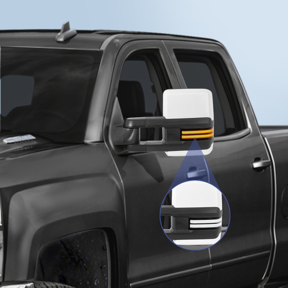 Painted White 8624 Tow Mirror Cover Set For 14-19 Chevrolet Silverado 2500 3500 Painted White 8624 Tow Mirror Cover Set For 14-19 Chevrolet Silverado 2500 3500