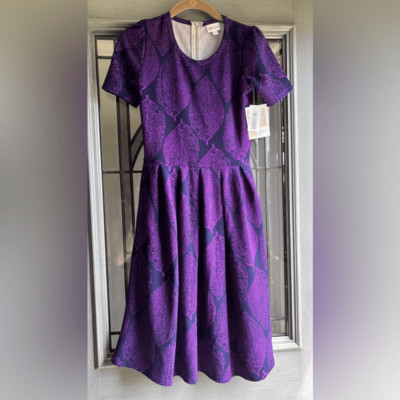 Robe LuLaRoe Amelia 2XS – Vert Téal Motif Camouflage Floral, Neuve Avec étiquettes