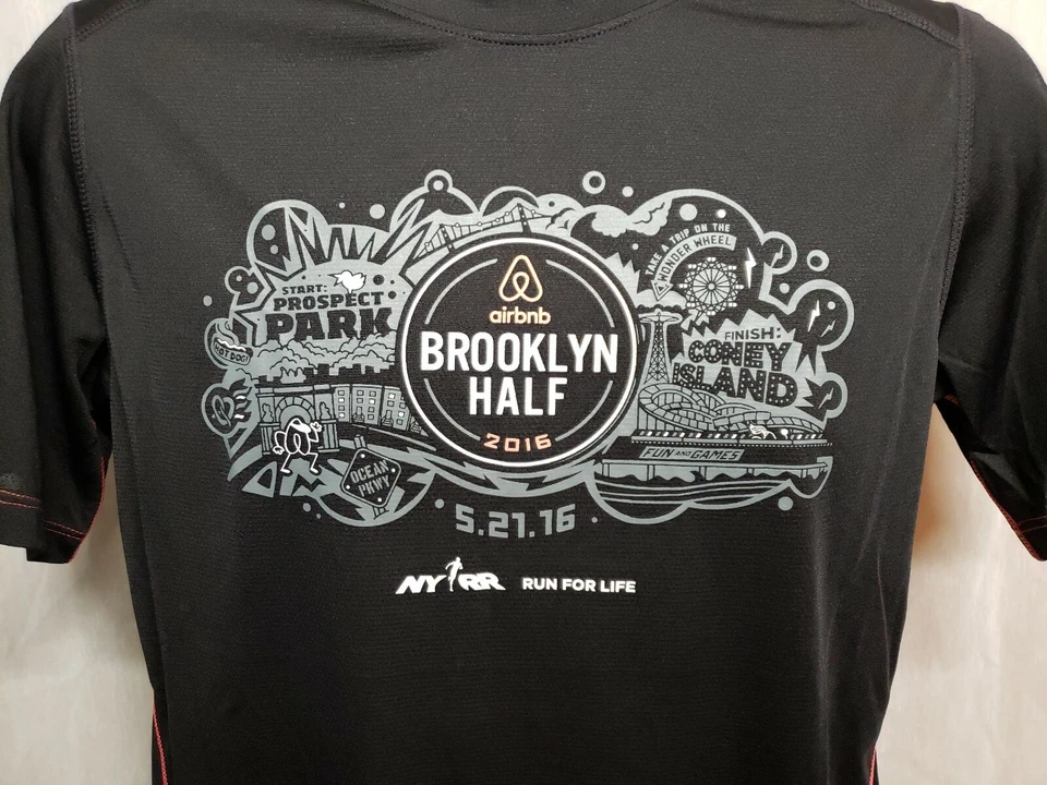 Camiseta deportiva negra pequeña New York Road Runners Airbnb Brooklyn Half 2016 para hombre Foto 4 de 4