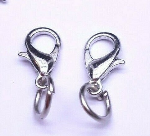 25 kleine Karabinerhaken mit Bindering 12x7mm Karabiner Schmuckverschluss #SB2