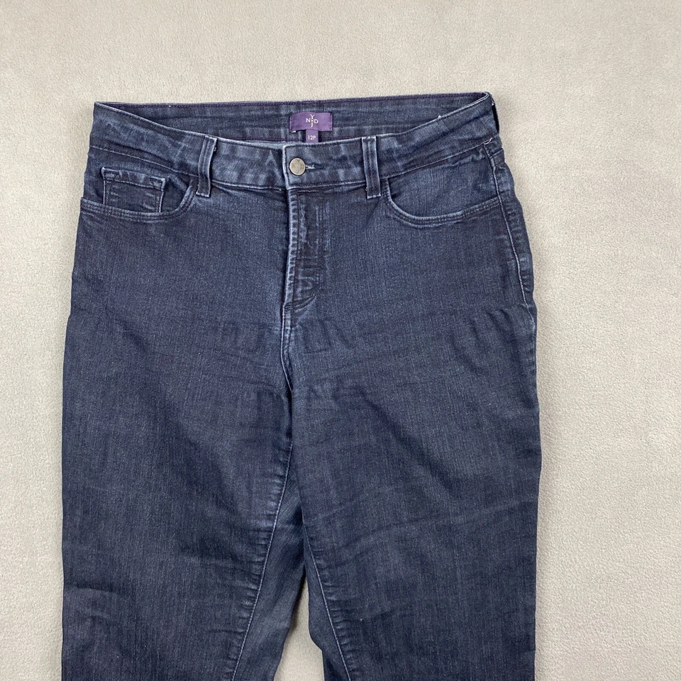 NYDJ Jeans Womens 12P Blue Straight Leg Denim Pants Made In USA Jeweled Pockets - Image 2 of 4
