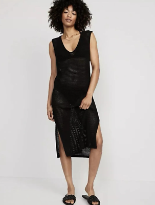 Old Navy Crochet Cover-Up Midi Dress Knit Sleeveless Swim XL Boho Black |  eBay