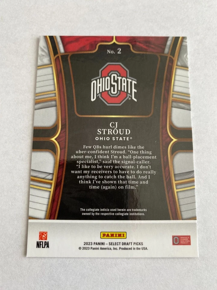 2023 Panini Select Draft Picks C.J. Stroud Blue Rookie #2 Houston Texans - Image 2 of 2