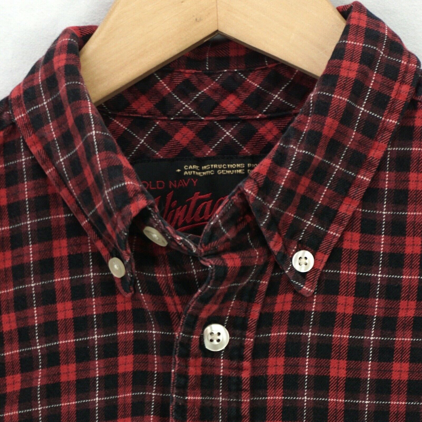 OLD NAVY VINTAGE FLANNEL LONG SLEEVE SHIRT RED BLACK … - Gem