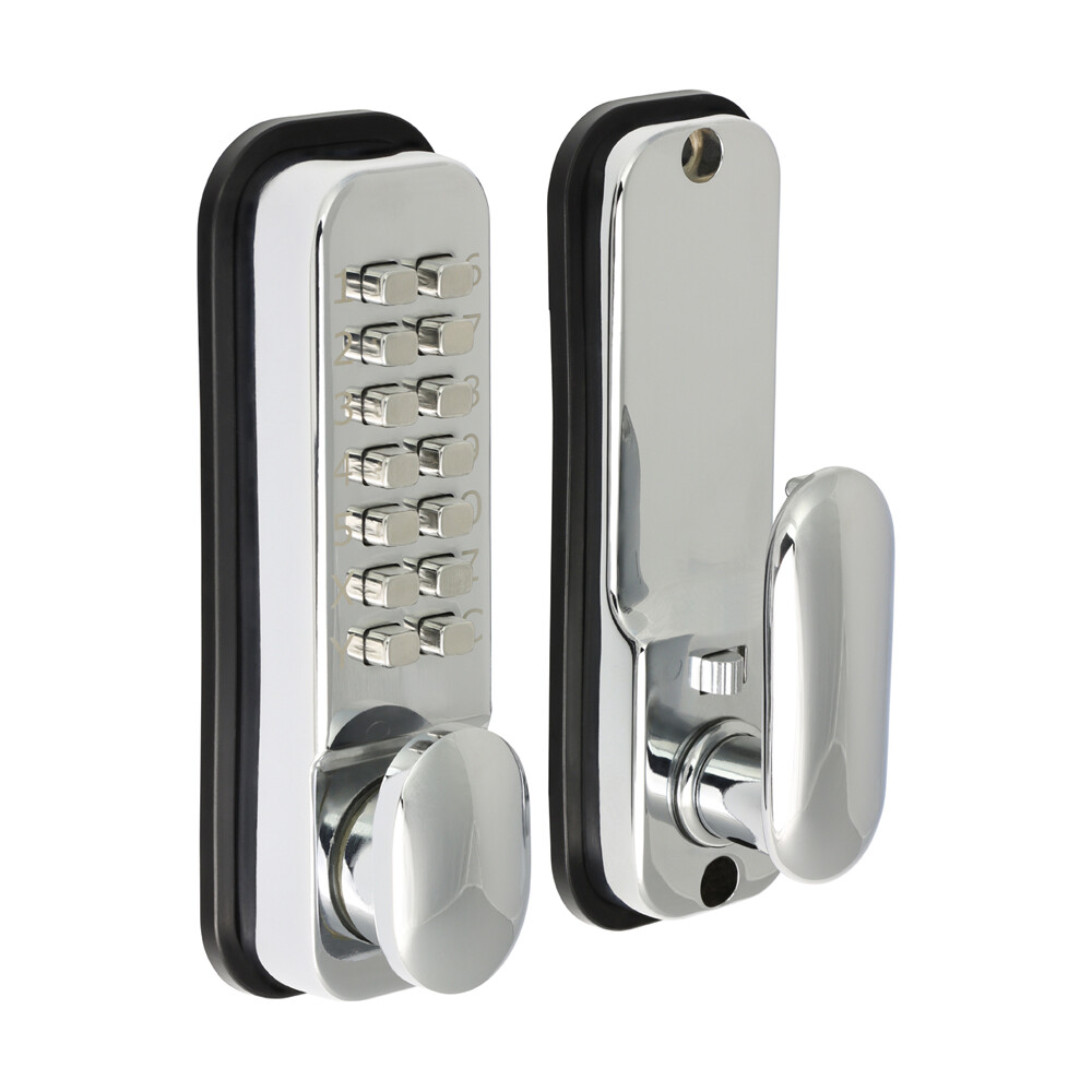 Timco Push Button Digital Lock Mechanical Keypad Code Polished Chrome 142x41