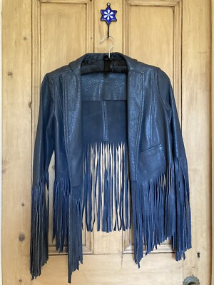 KATE MOSS TOPSHOP Fringed Midnight Blue Soft Leather - Main Image