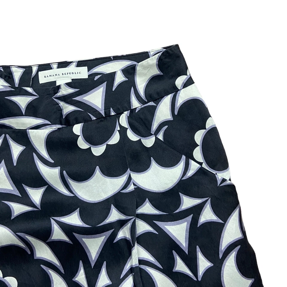 Falda Banana Republic Negra Púrpura Retro Estampado Gráfico Cremallera Seda Línea A Talla 12 Foto 3 de 4