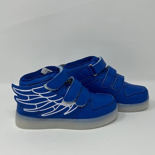 QTMS Unisex LED Light Up Flashing Colorful Winged Kids Sneakers 9.5M Blue Shoes - Picture 7 of 18