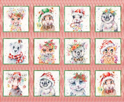 P&B TEXTILES Little Darlings Christmas 36" Block Panel 9" Blocks 5374 By The Panel