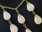 Vintage Teardrop Pearl Charm Necklace Gold Tone Bar Chain layered 16” ornate 50s — photo 5