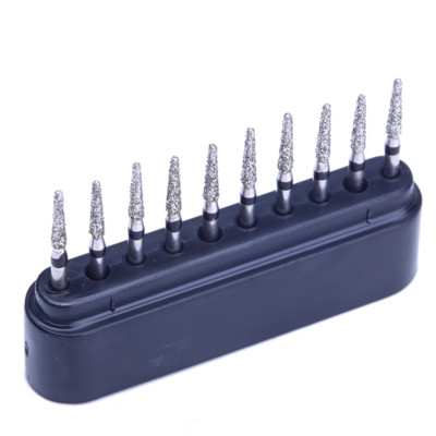 3-Pack High Speed Super Coarse Diamond Burs TR-21S | Taper Round Head For Dental Lab, 45,000 RPM
