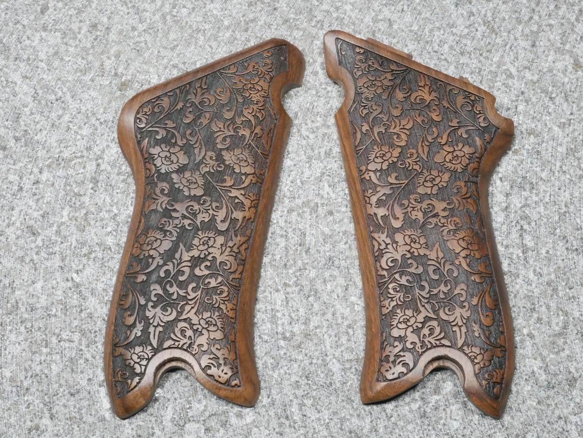 Handmade Checkered Walnut Wood Grips For Luger P 08 – Turkish Wood, Unbranded - View #2
