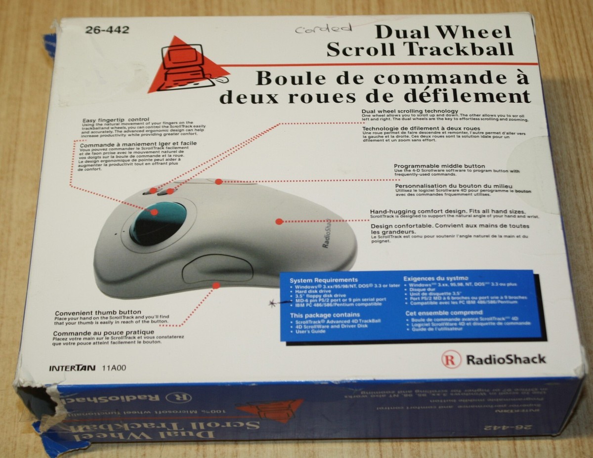 Radio Shack Dual Wheel Scroll Trackball 26-442 In Box | eBay