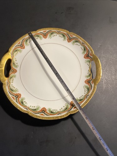 Limoges Elite Works Piatto Torta con Manico Paisley Oro Incrostato 10” Ottime Condizioni - Foto 5 di 9