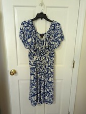 Ladies Dress Floral Blue & White