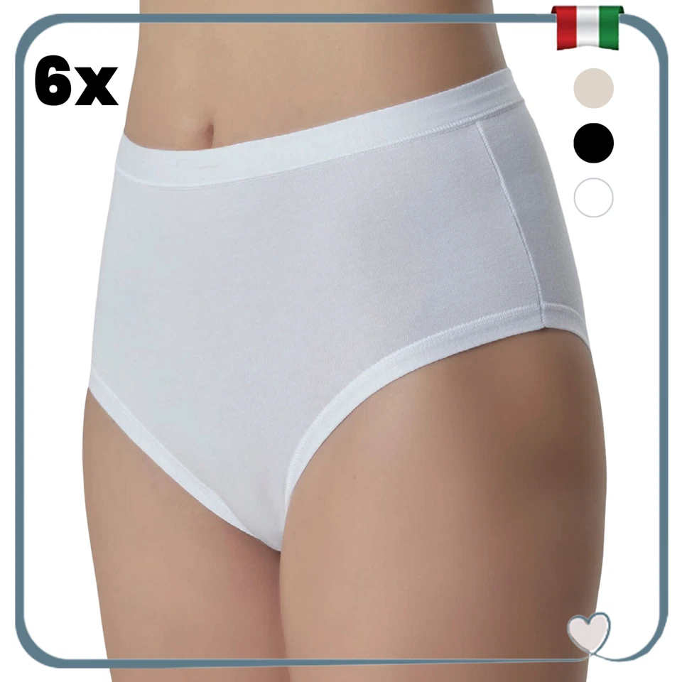 6er Set Damen High Waist Slips Baumwolle Stretch Unterhose Culotte High Waist Unterwäsche - Bild 1 von 1
