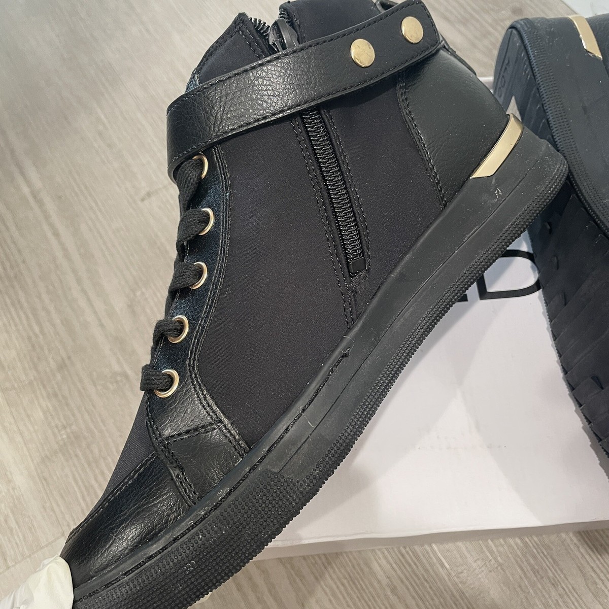 ALDO Zip lace high-top sneakers y2k・ギャル Aldo Men's Size 12 High Top Zipper Glitter Textured Black