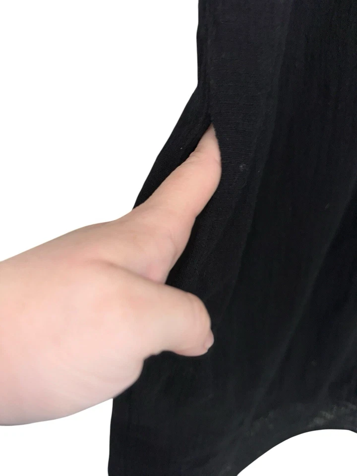 C&C California XS Sleeveless Gauze Shift Dress Black Aztec Embroidered Boho - Image 2 of 4