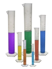 Polypropylene Graduated Cylinders, Set of 7, - 10, 25, 50, 100, 250, 500, 1000mL