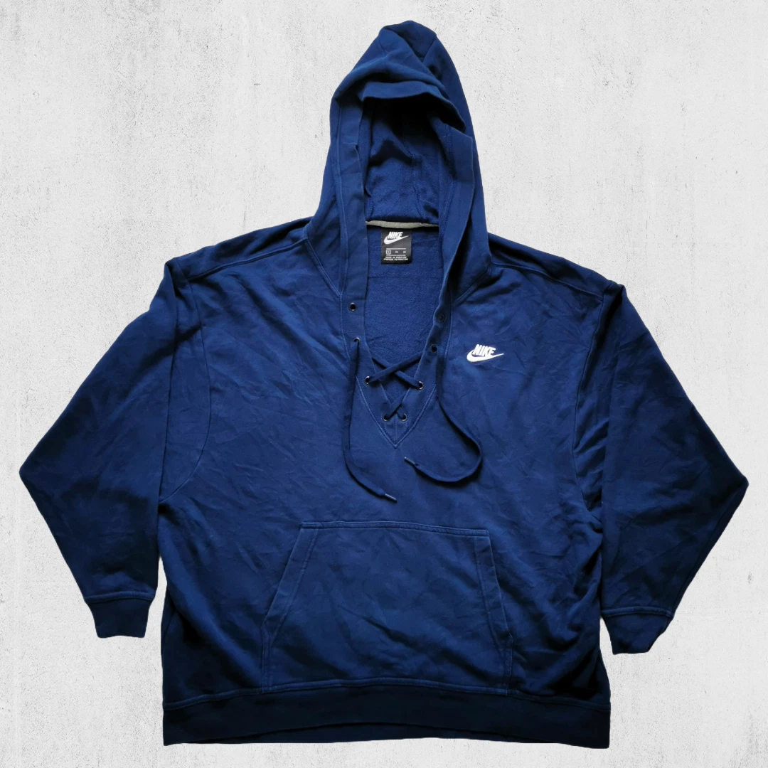 SACAI Nike Casual Sport Logo anni 2000 Felpa con Cappuccio Oversized con Lacci Blu Size XL