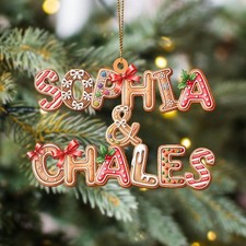 Personalised Couple Christmas Ornament 2025, Custom Gingerbread Alphabet
