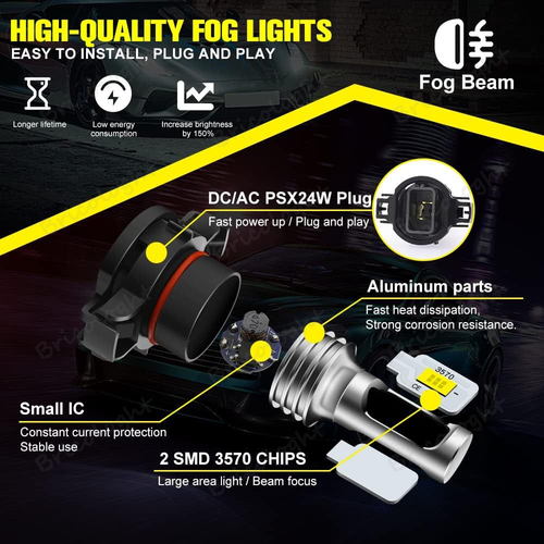 For 2004-2014 Ford F-150 White LED Headlight Hi/Lo + Fog Light Bulbs Combo 4x - Picture 12 of 16
