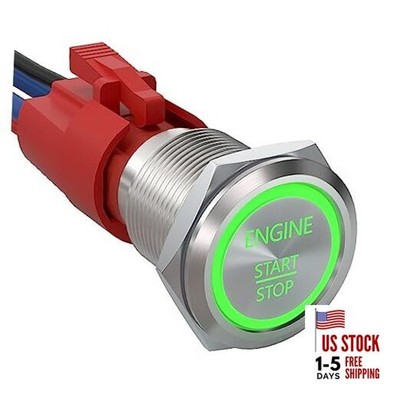  Push Start Ignition Switch, Off-(ON) Instant Silver Shell-Green ENGINE START