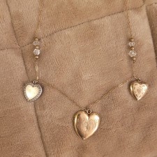 3 Antique Gold And Silver Heart Photo Locket Pendants Charms Necklace