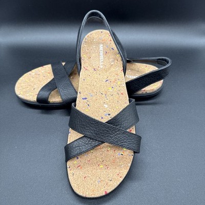 Merrell Womens Size 10 Napa Valley Sling Strappy Sandals Cork Shoes Black New