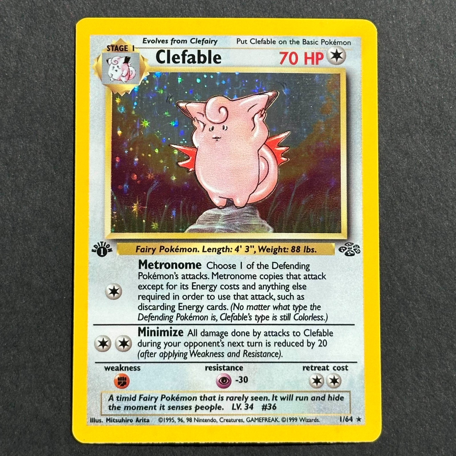 1st Edition Clefable 1/64 Jungle Holo Rare Pokemon Card
