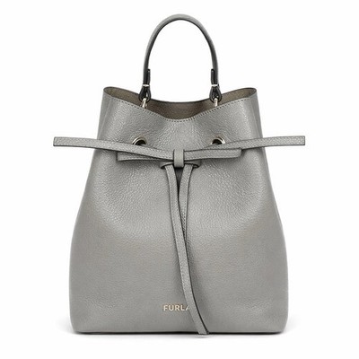 Furla Costanza Gray Pebbled Leather Bucket Bag Italy NWT BLE3CSZ