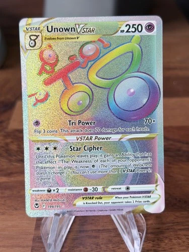 Unown VSTAR (Secret) Holo Secret Rare SWSH12: Silver Tempest 199/195 NM