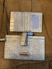 London Fog Wristlet Wallet Blue Croc Embossed Faux Leather Clutch Sophie Bag EUC — photo 1