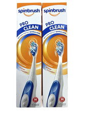 2 Arm  Hammer Spinbrush Pro Clean Dual Action Battery Toothbrush, MED Bristle