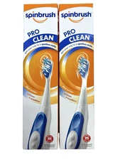 2 Arm & Hammer Spinbrush Pro Clean Dual Action Battery Toothbrush, MED Bristle