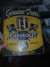 Genuine Chevy Parts Tin Metal Sign 1911 Garage Shop Gm Rustic Pistons Genuine Chevy Parts Tin Metal Sign 1911 Garage Shop Gm Rustic Pistons