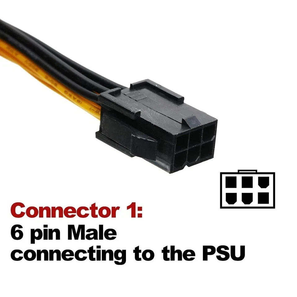 PCI Express 6 pin Female to Dual PCI-E 8( 6+2) pin Male GPU Power Cable Adaptor - Image 3 of 4