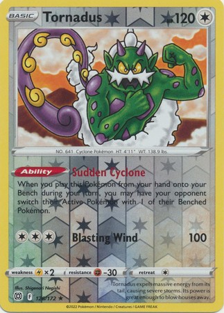 TORNADUS 126/172 BRILLIANT STARS POKEMON (REVERSE HOLO, NM)