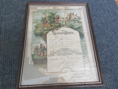 Antique 1894 Baptism Certificate - Last Name DERHAMMER - Kalamazoo, Michigan