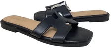 Madden Girl Women's Haileyy Black Comfort Slip On Slide Sandals Size:10 137L