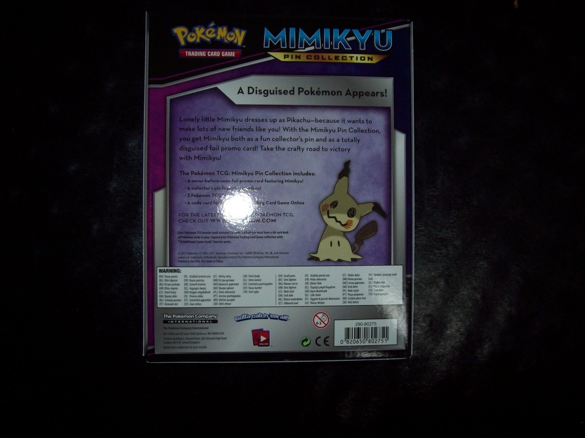 pokemon trading card game mimikyu pin collection Pokémon TCG seen foil promo card featuring Mimikyu Pokémon TCG: Mimikyu Pin Collection