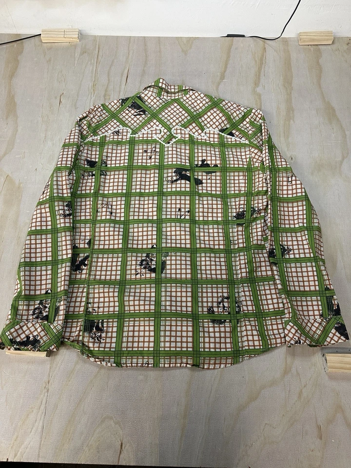 Camisa Diesel Western XXL masculina xadrez pérola manga longa gráfico cowboy - Imagem 2 de 4