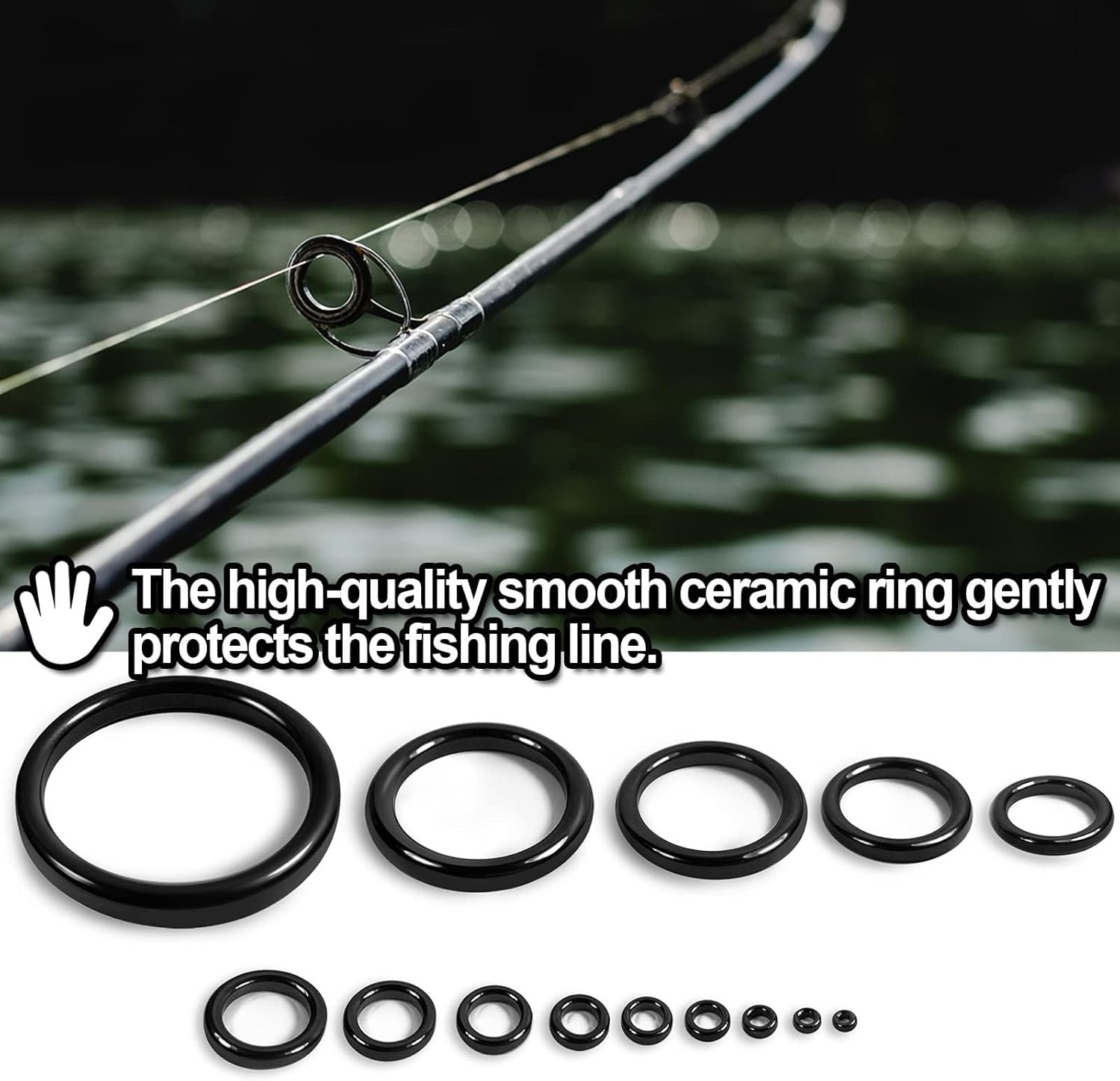 9KM DWLIFE Fishing Rod Repair Ceramic Guide Ring Small, B - 100pcs 