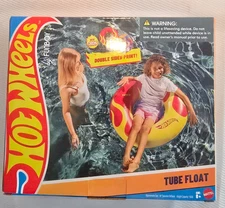 funboy hot wheels two sided tube pool float inflatable 34" red yellow kids