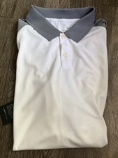 Nike Dri-FIT White Gray Solid Polo Shirt Breathable Logo Short Sleeve Men's XL