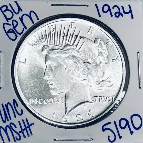 1924 BU UNCIRCULATED SILVER PEACE DOLLAR AUTHENTIC U.S. MINT FREE SHIPPING 5190