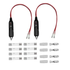 2Pack DC 12V Fused Car Cigarette LED Lighter Adapter Power Male Plug With Leads