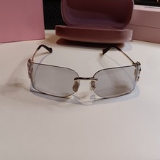 Miu Miu Mu A51S Women's Sunglasses Gold Brown Rimless Frame